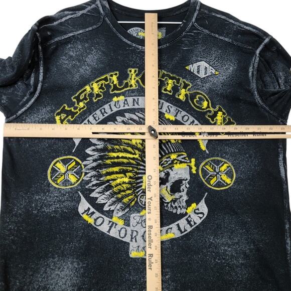 Affliction American Custom's Indian Motorcycle Black T-Shirt, Men's Size 2X - Picture 4 of 5